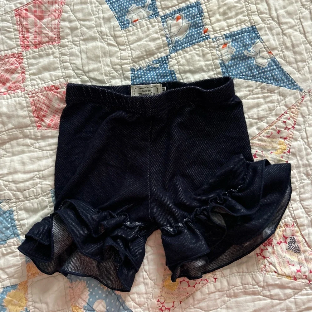 Pearls and Piggytails Baby Girl Denin Ruffle Baby Shorts - Picture 1 of 4